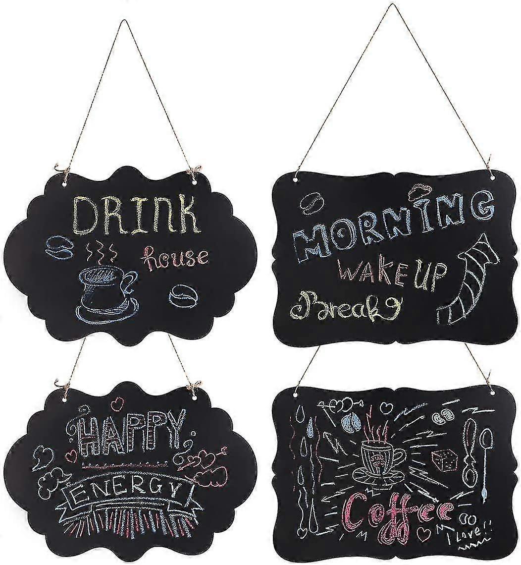 Chalkboard Sign Double-sided Hanging Chalkboard Mini Message Signs Board 4pcs
