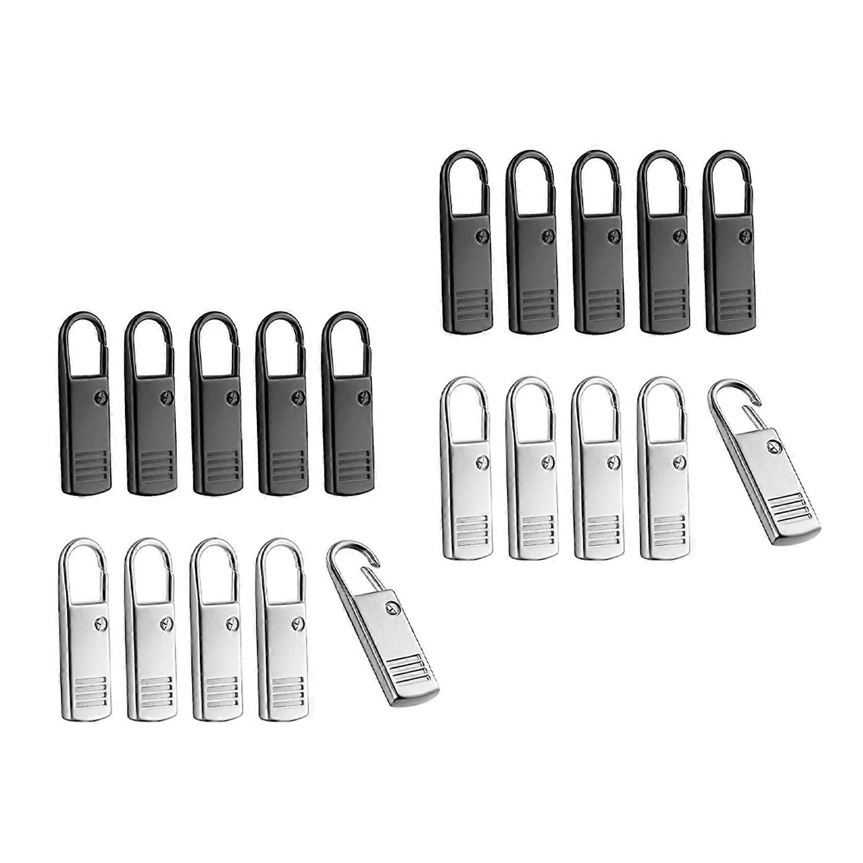 20Pcs Zipper Pull-Tab Replacement, Metal Zipper Puller Zip Slider Extender Handle Mend Fixer for Su