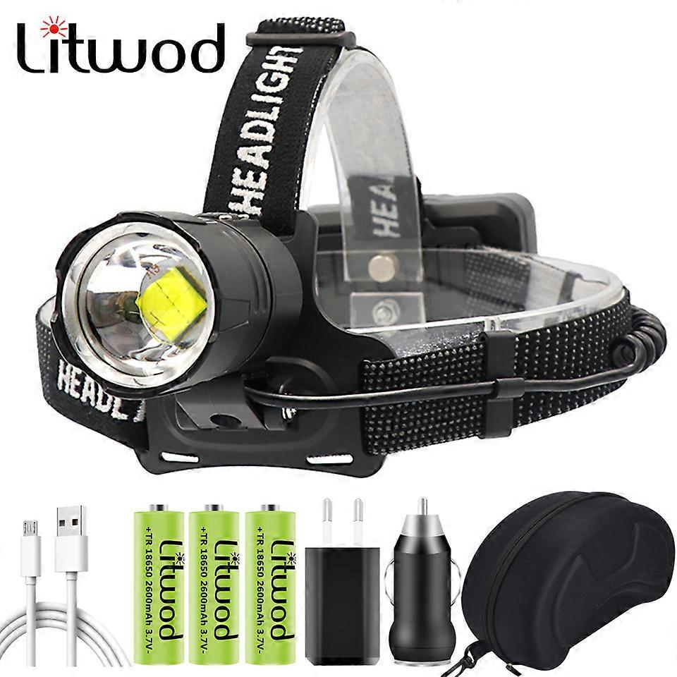 Xhp90.2 Led Zoom Headlamp Headlight Power Bank 3* 18650 Rchargeable Battery 7800mah XHP70.2 Head Lamp Flashlight Torch