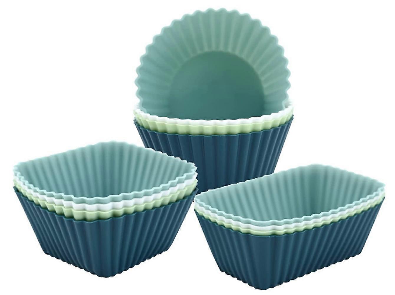 1pcs silicone muffin cup cake mold set--muffin cup square rectangular round 12-piece set