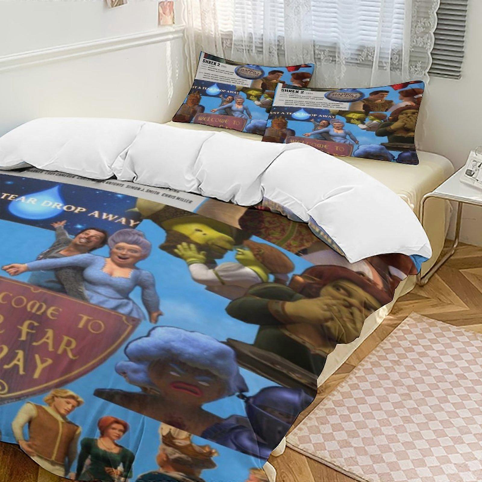 a2450 Lakan Shrek sängkläder set påslakan set Tecknad tema Barnrum lakan iip2450