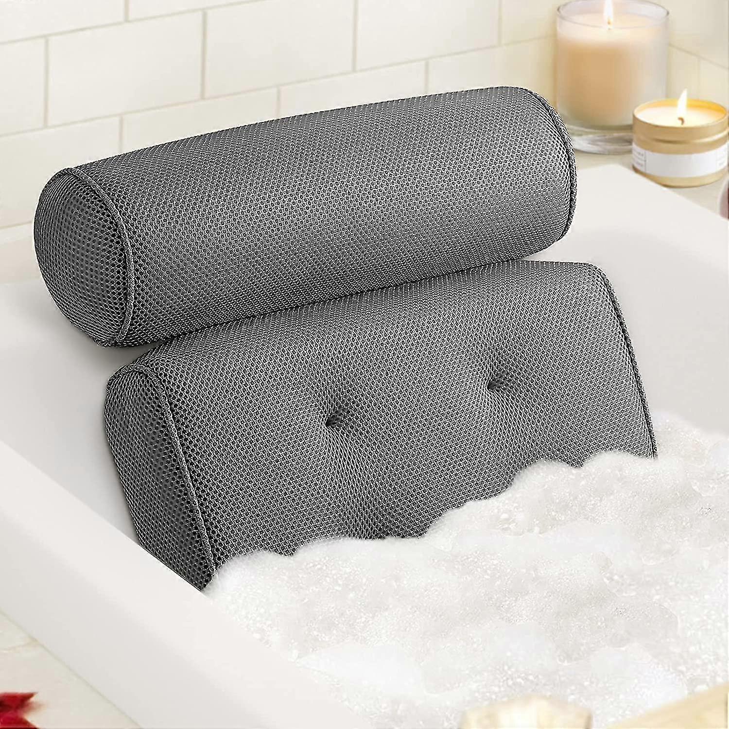 Bath Pillow Bathtub Pillow with 6 Non-Slip Suction Cups,15x14 Inch, Extra Thick and Soft Air Mesh Pillow for Bath - Fits All Bathtub