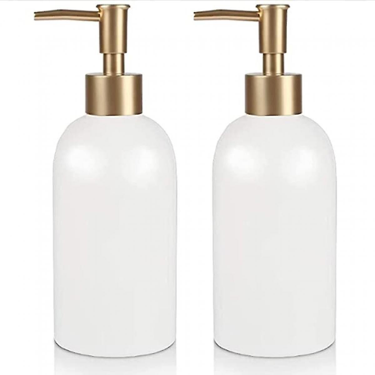2pc  Ceramic Soap Dispenser Ceramic Soap Pump Dispenser Can Fill Liquid For Bathroom Kitchen