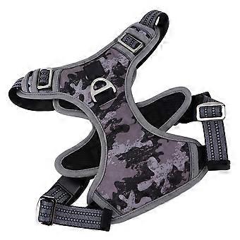 Adjustable Reflective Pet Chest Harness - No Pull Dog Sports Vest for Outdoor Walking and Running (Camouflage Gray, XL)