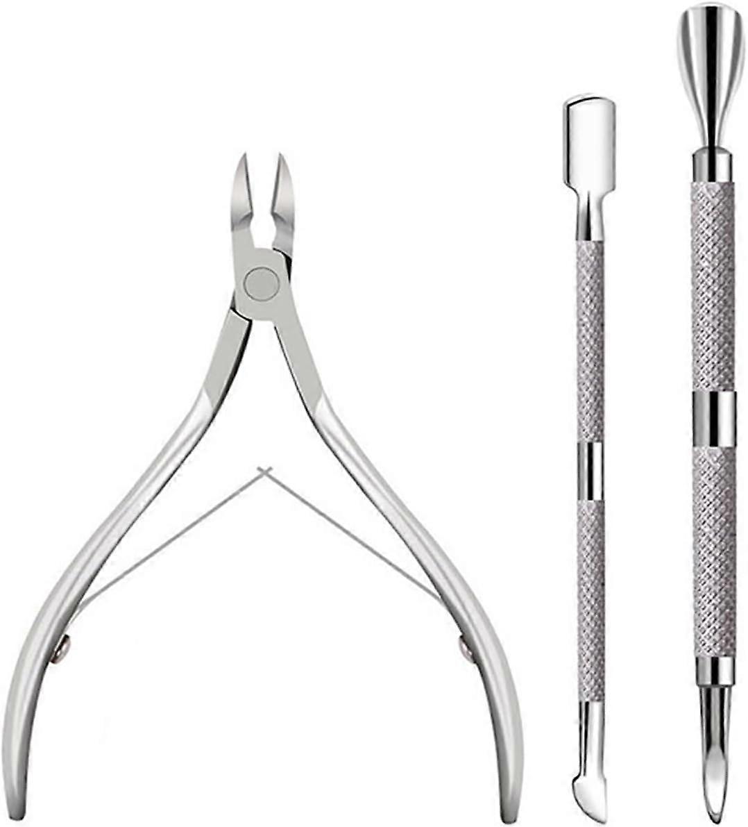 Cuticle Trimmer Nipper with Cuticle Pusher, Cuticle Remover Manicure Set, Professional Stainless Steel Cuticle Cutter Tool for Fingernails and Toenail