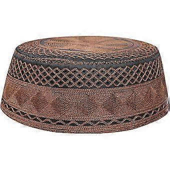 Chapeau Musulman Homme Brodé Coton - Bonnet Prière Islamique Confortable 54-58cm Gris Jaune Bleu Blanc