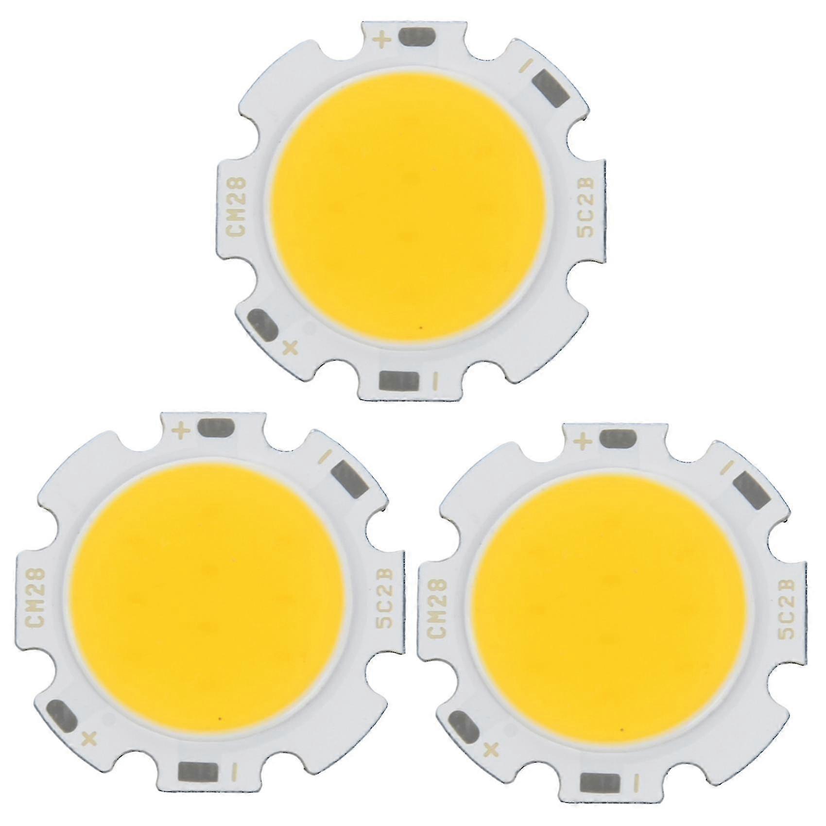 3x 5w Chip Light Round Cob Super Bright Led Light Led Lamp Bulbs Warm White Dc15-17v