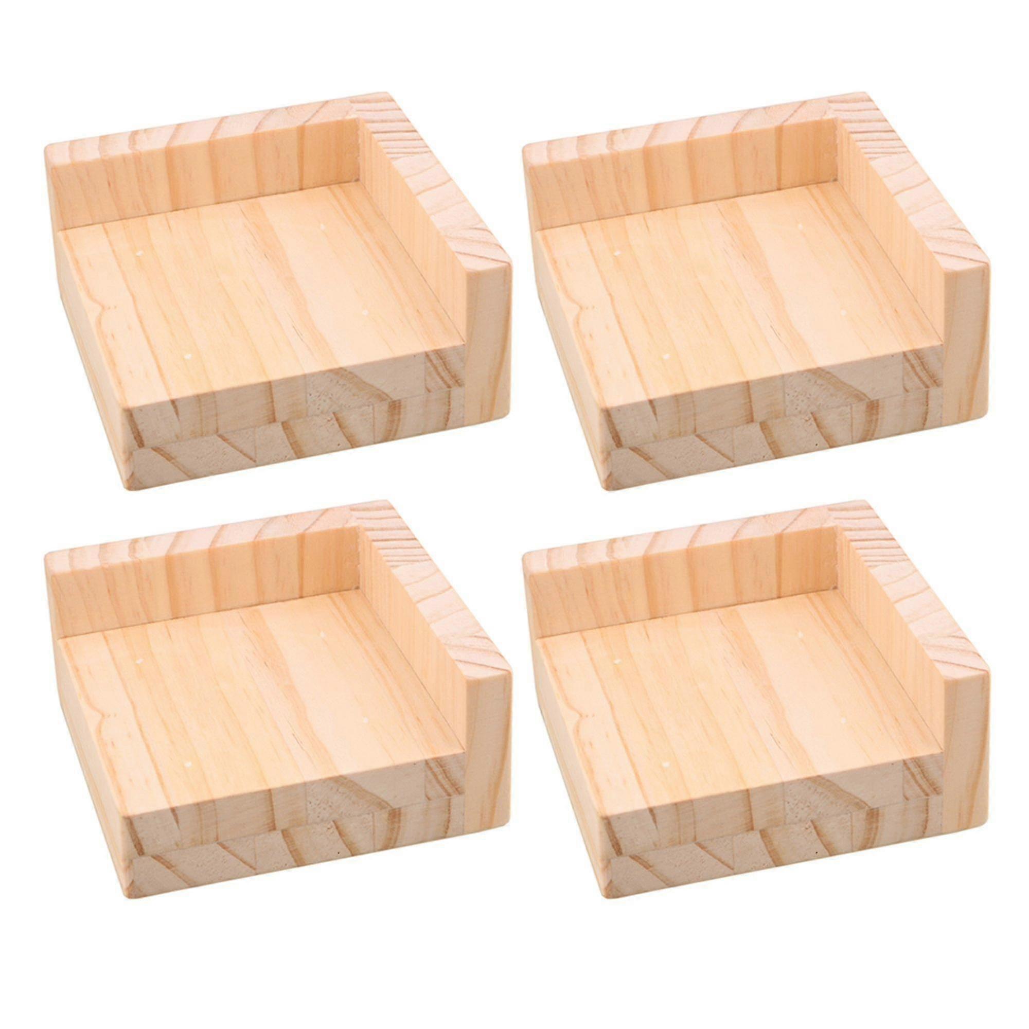 4x Wood Furniture Riser Bed Lifters 9.8x9.8cm Feet For 3cm Lift Height