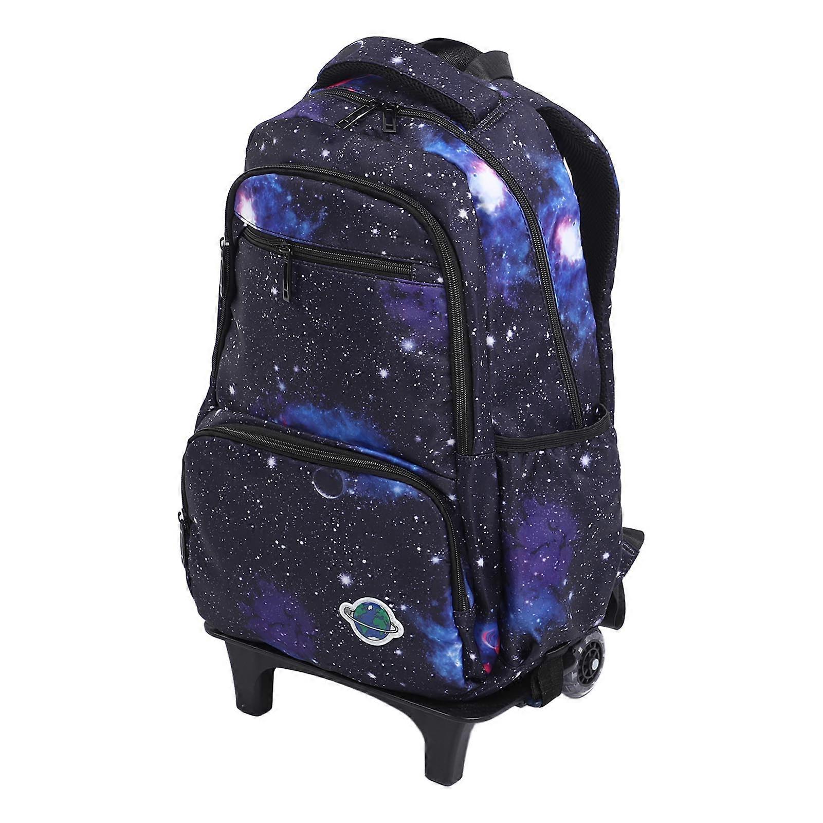 Double Handle Rolling Backpack Large Capacity Multi Layer Breathable Wheeled Trolley Backpack with 2 Wheels_