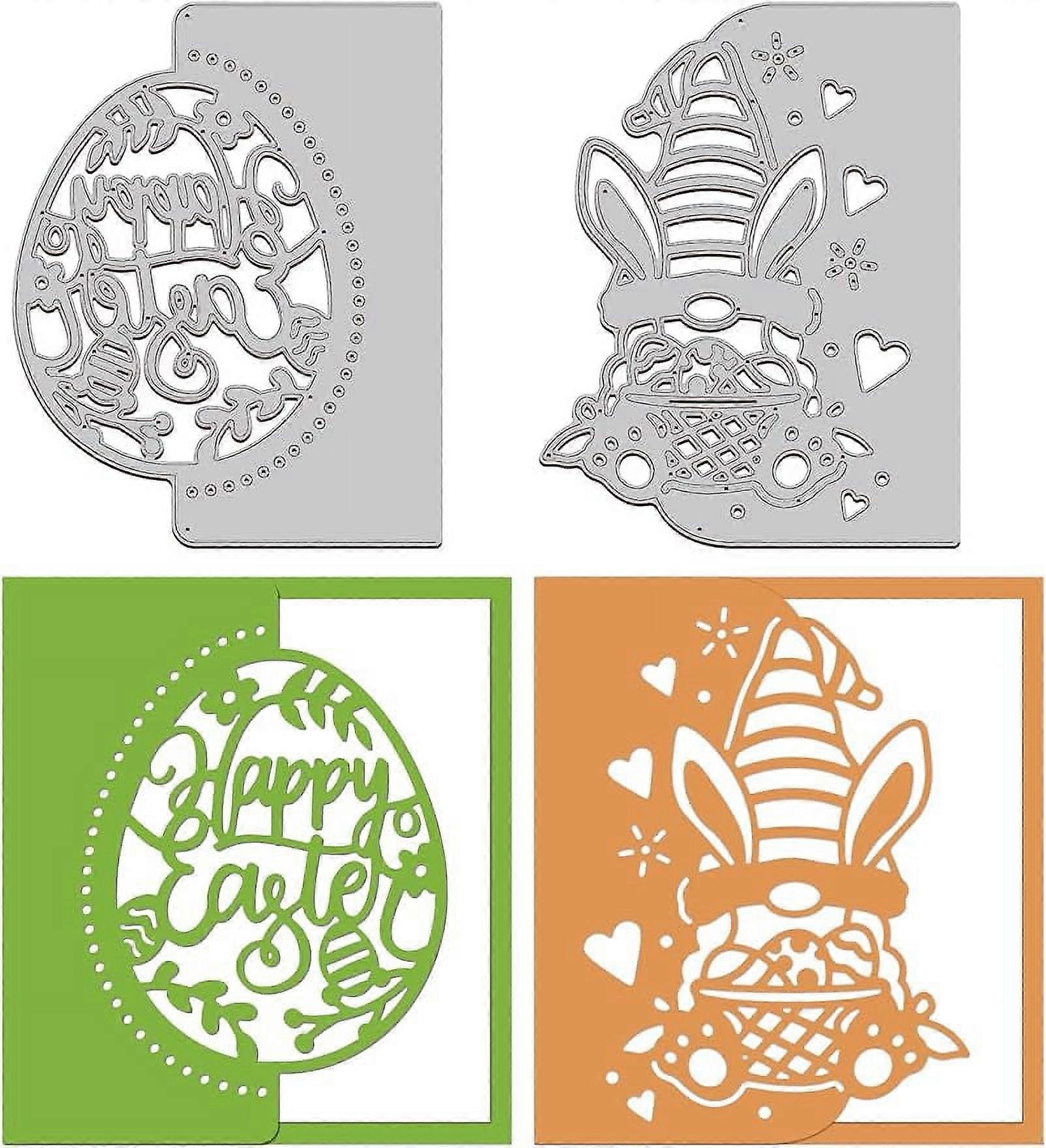 2Pcs Easter Edge Border Metal Die Cut Cutting Die Stencils for Easter Background Card Making Scrapbooking Decoration