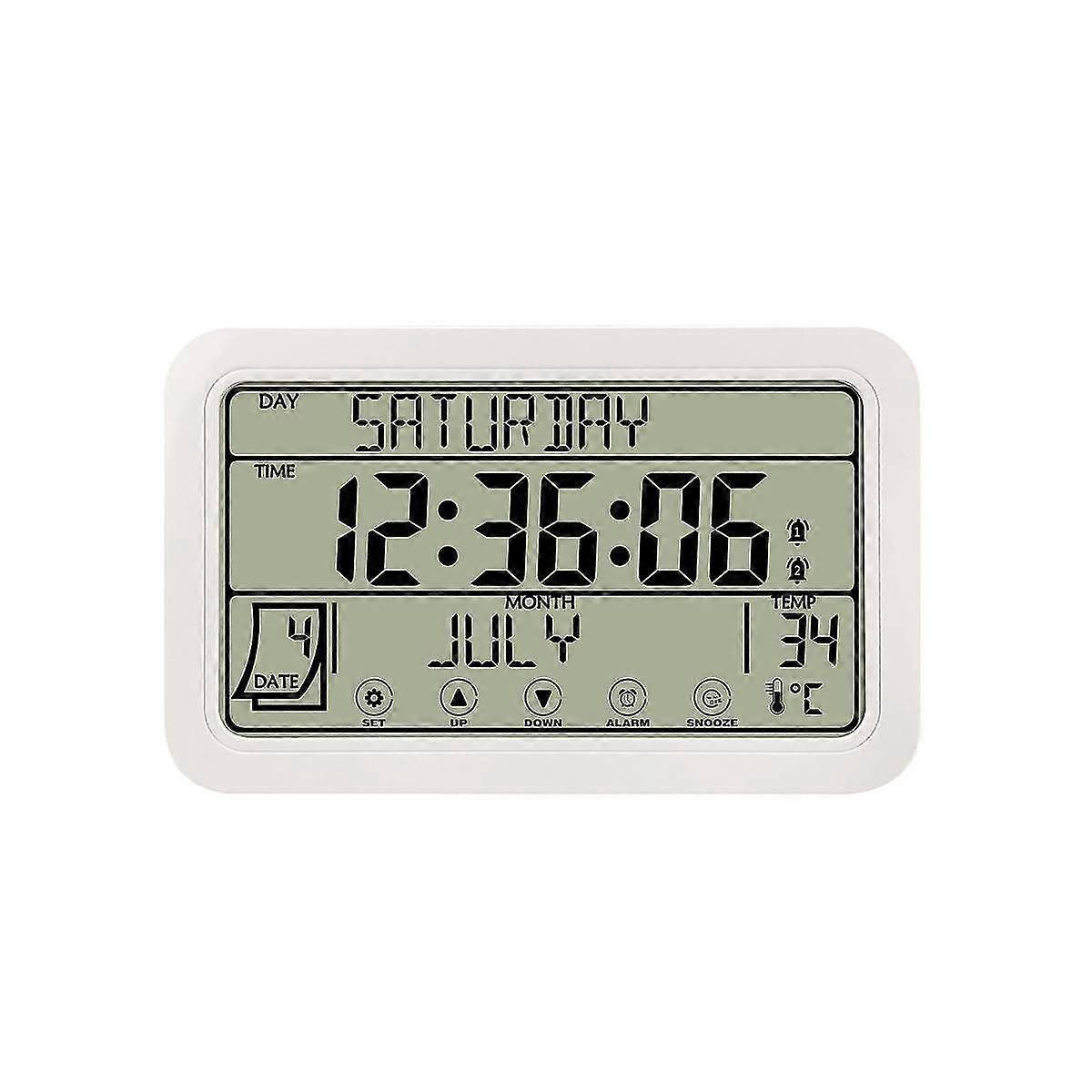 Digital Wall Clock, Digital Clock Battery Operated, 8inch Desk Clock With Temperature Humidity Day