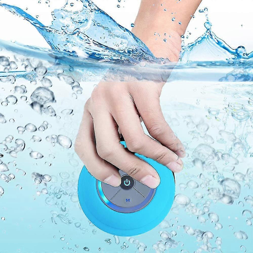 Waterproof Bluetooth Led Shower Speaker Fm Radio Tf Card Reader, Built-in Control Buttons, Speakerphone-blue
