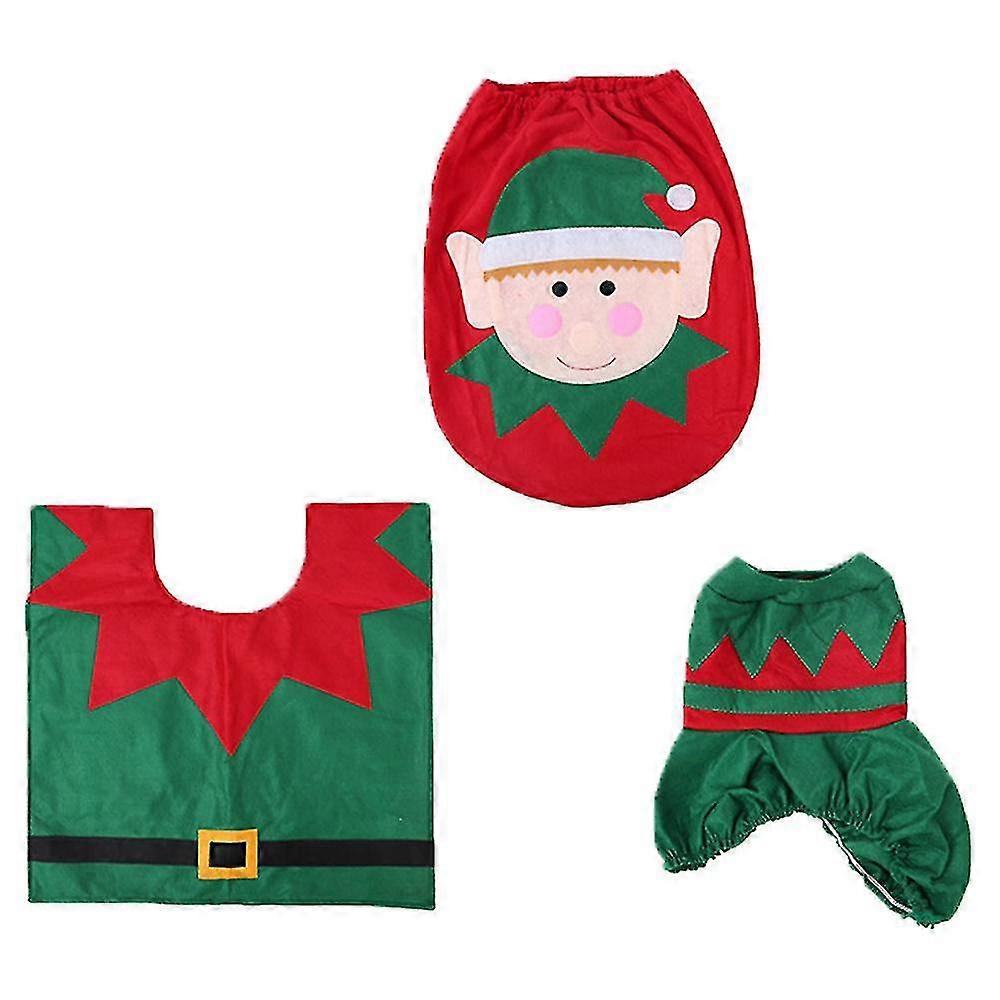 サンタ便座カバーと敷物セット面白いクリスマスデコレーションバスルームスタイル4 BJT553