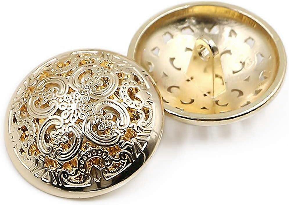 Set of 10 retro style openwork metal coat or suit buttons, black, 28mm