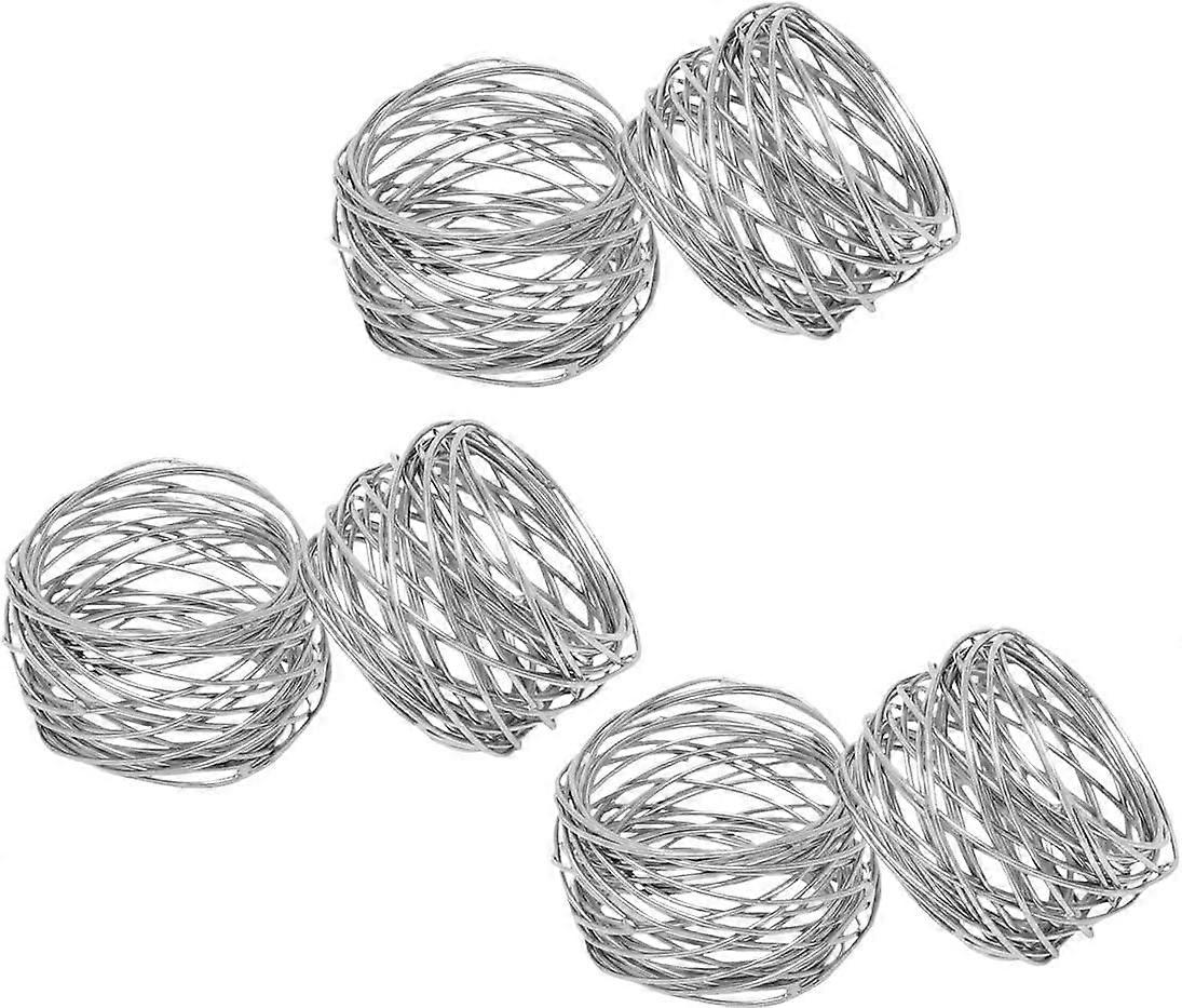 Handmade Silver Round Mesh Napkin Rings Holder,6pc