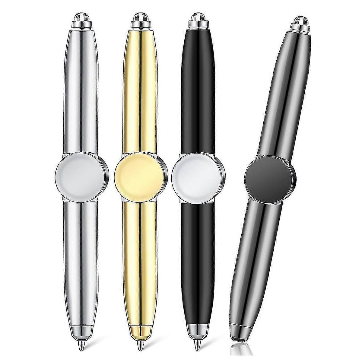 4Pcs Fidget Pen Spinner Pen com luz LED Multi funcional cool Anxiety Pen Ajuda Stress Redutor Caneta esferográfica (como mostrado)