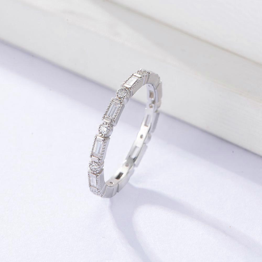 Micro Encrusted White Cubic Zircon Sterling Sillver S925 Ring Wearing Wind Ring