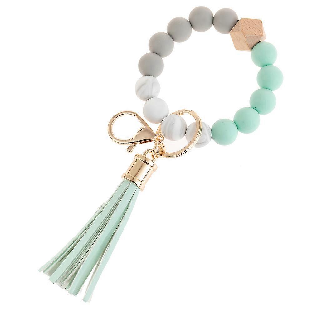 Dww-Un porte-cls vert clair voiture femmes porte-cls bracelet voiture porte-cls avec perles glands dame