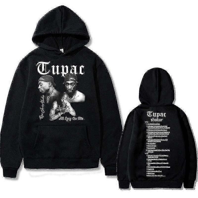 Rapçi Tupac 2pac Hip Hop Kapüşonlu Erkek Moda Kapüşonlu Üstlü Erkekler Kadın Büyük Boy Kazak Erkek Siyah Sokak Giyim Erkek Vintage Sweatshirt