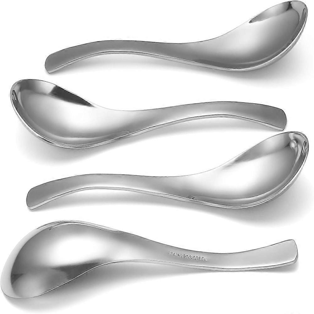 304 Stainless Steel Soup Spoon for Home Use, Round and Flat Bottom