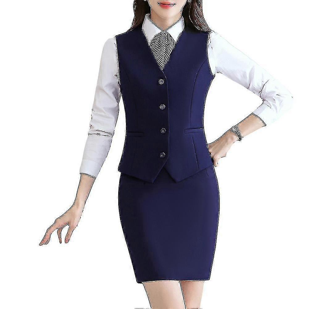 Women's Business V-neck Formal Vest Office Ladies Solid Color Vest