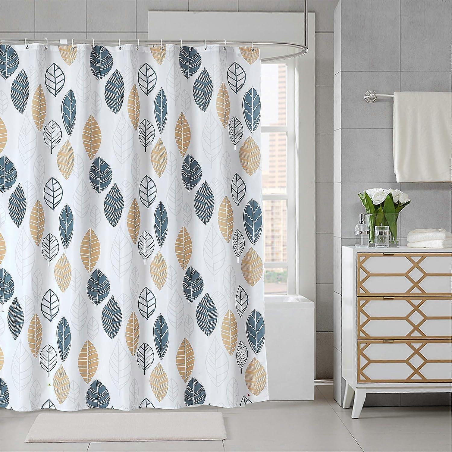 LINJOU Shower Curtain in Waterproof Anti-Mildew Fabric with Hooks, Antibacterial, Machine Washable 180 x 200cm