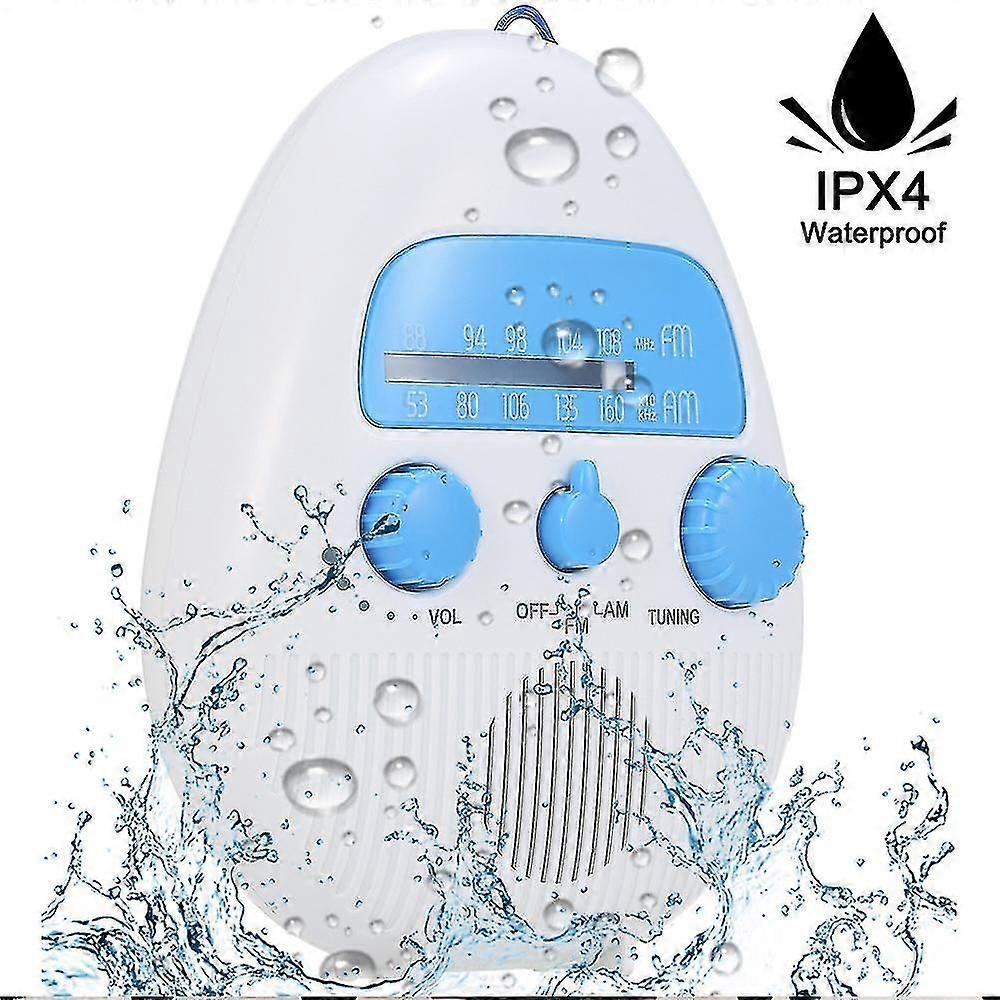 Hanging Waterproof Shower Clock Radio - Wireless Mini Portable Waterproof Battery Operated Shower Radio Speaker W/ Digital Clock, Lcd Screen For Home