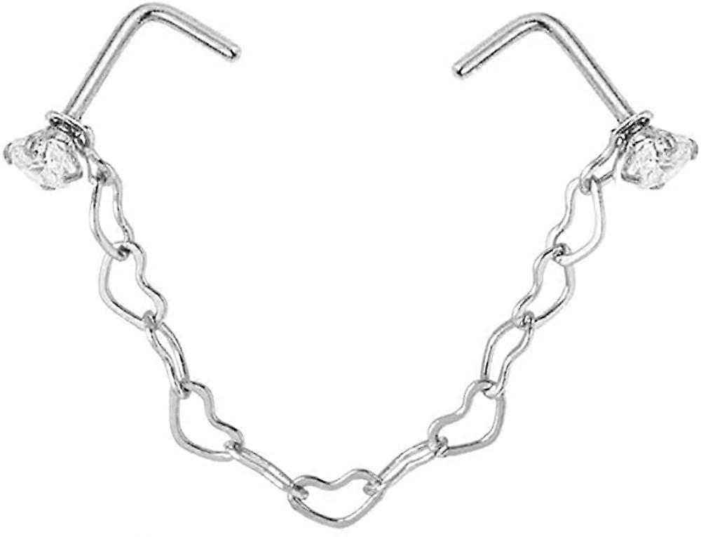 NICENEEDED 5 Anneau De Nez En Chaîne Argentée Clous De Nez