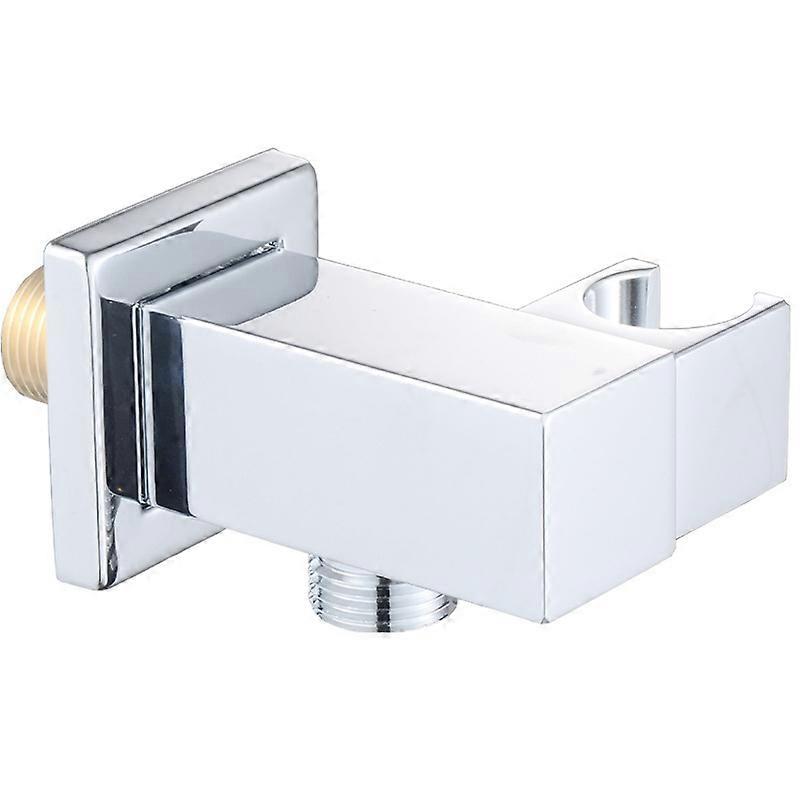 Solid Brass Hand Shower Wall Mount Bracket with Water Supply Angled Shower Outlet, Polished Chrome
