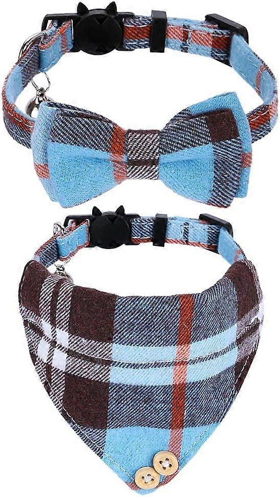 Breakaway Cat Collar with Bells - 2 Pack Cat Collar with Bells, Cat Collars with Bandana, Accessorie