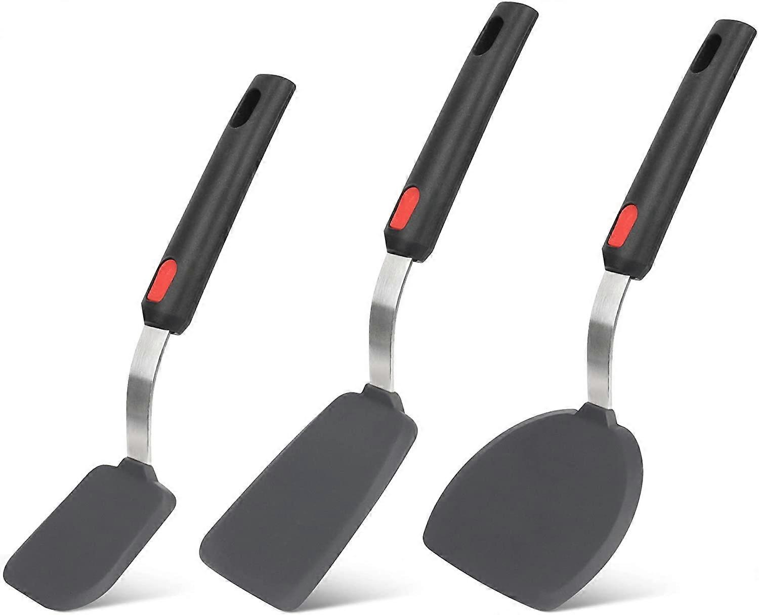 Silicone Spatula Turner, 3-Pack Spatula Set for Nonstick Cookware, Heat Resistant Kitchen Utensils, BPA Free Rubber Spatula, No Scratch or Melting.