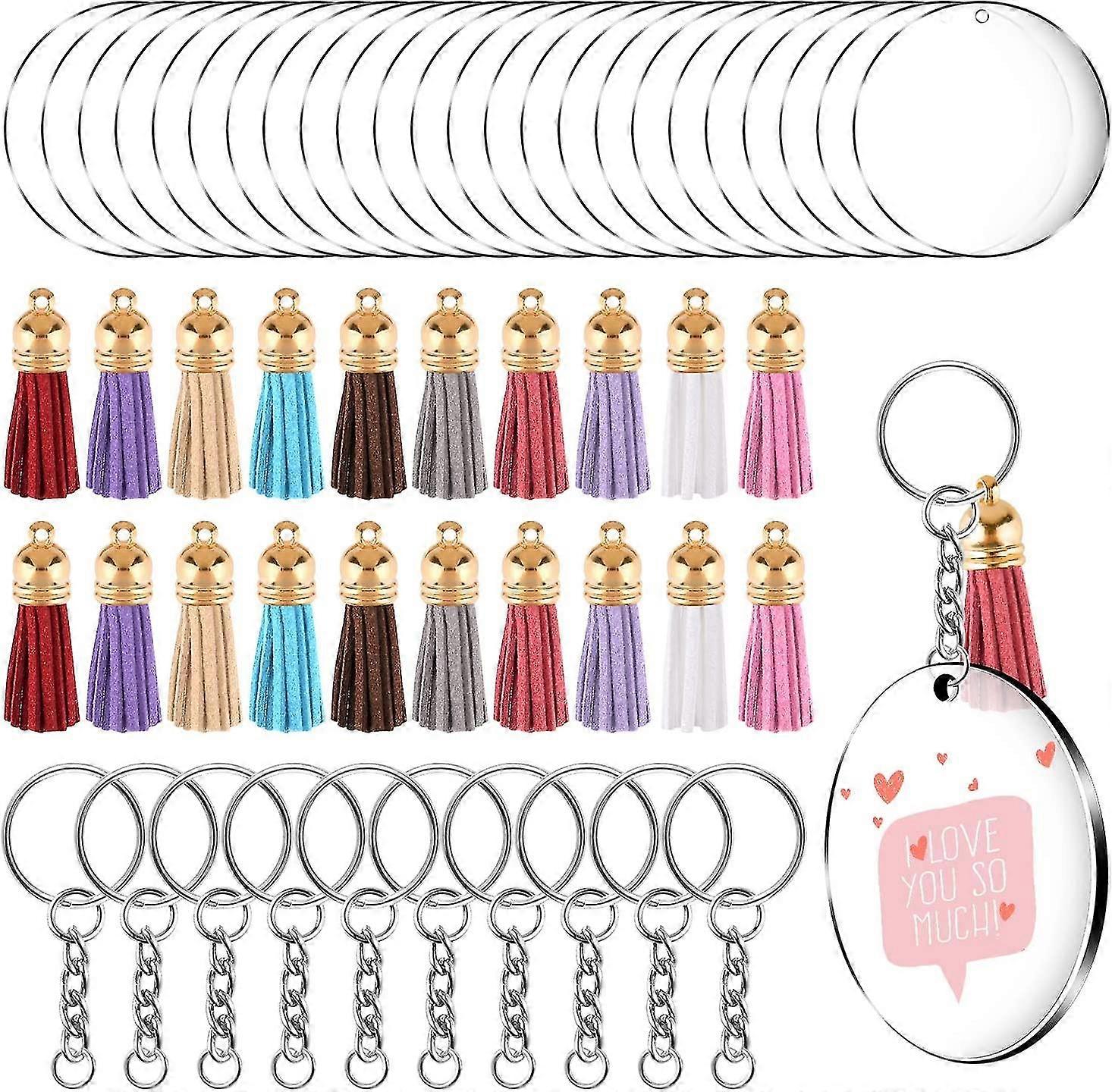 30pcs Keyring Key Chain Split Metal Key Rings With Link Chain For Diy-MXBC