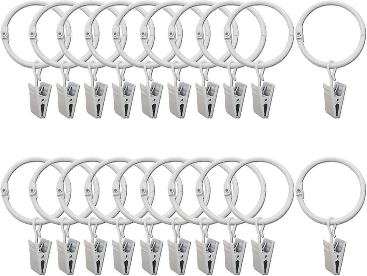 20 Pack Shower Curtain Rings with Decorative Clips Rust Proof 3.2cm