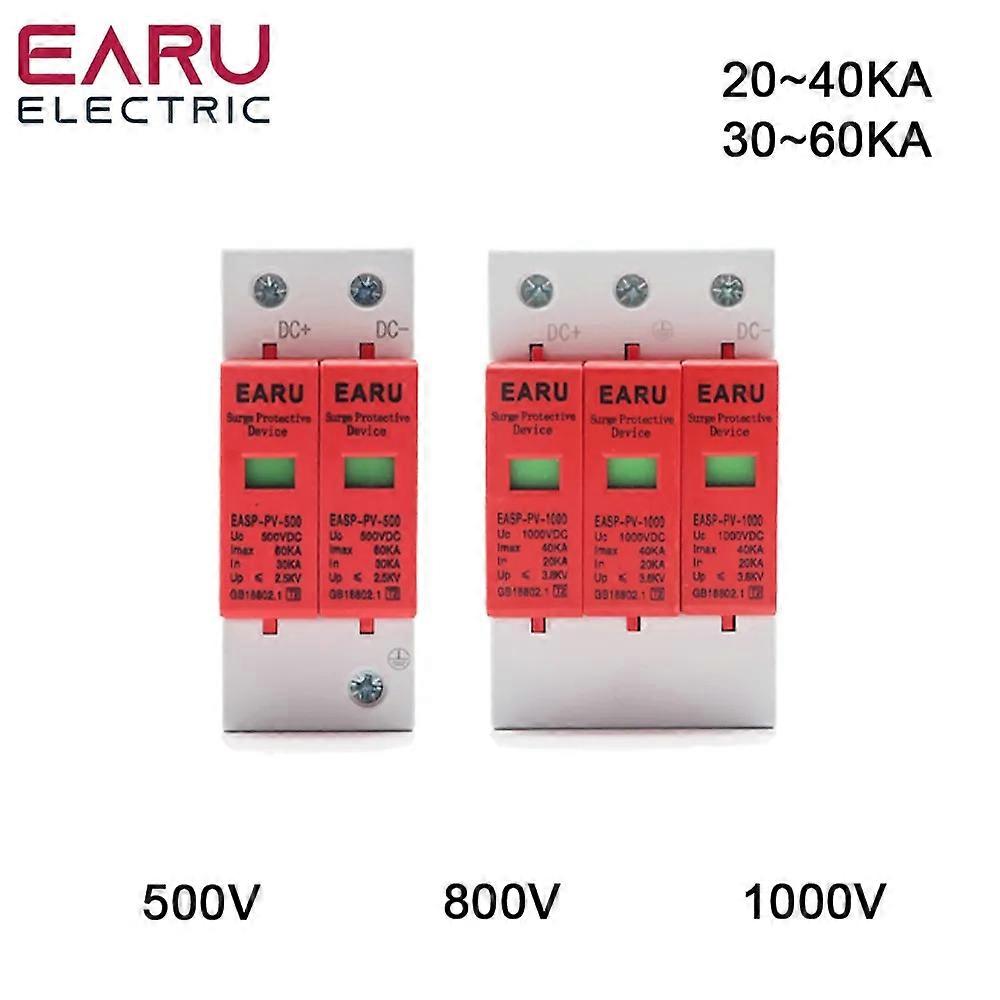 SPD 2P 3P DC 500V 800V 1000V 20KA~40KA 30KA~60KA House Lightning Surge Protector Protective Low-voltage Arrester Device PV Solar