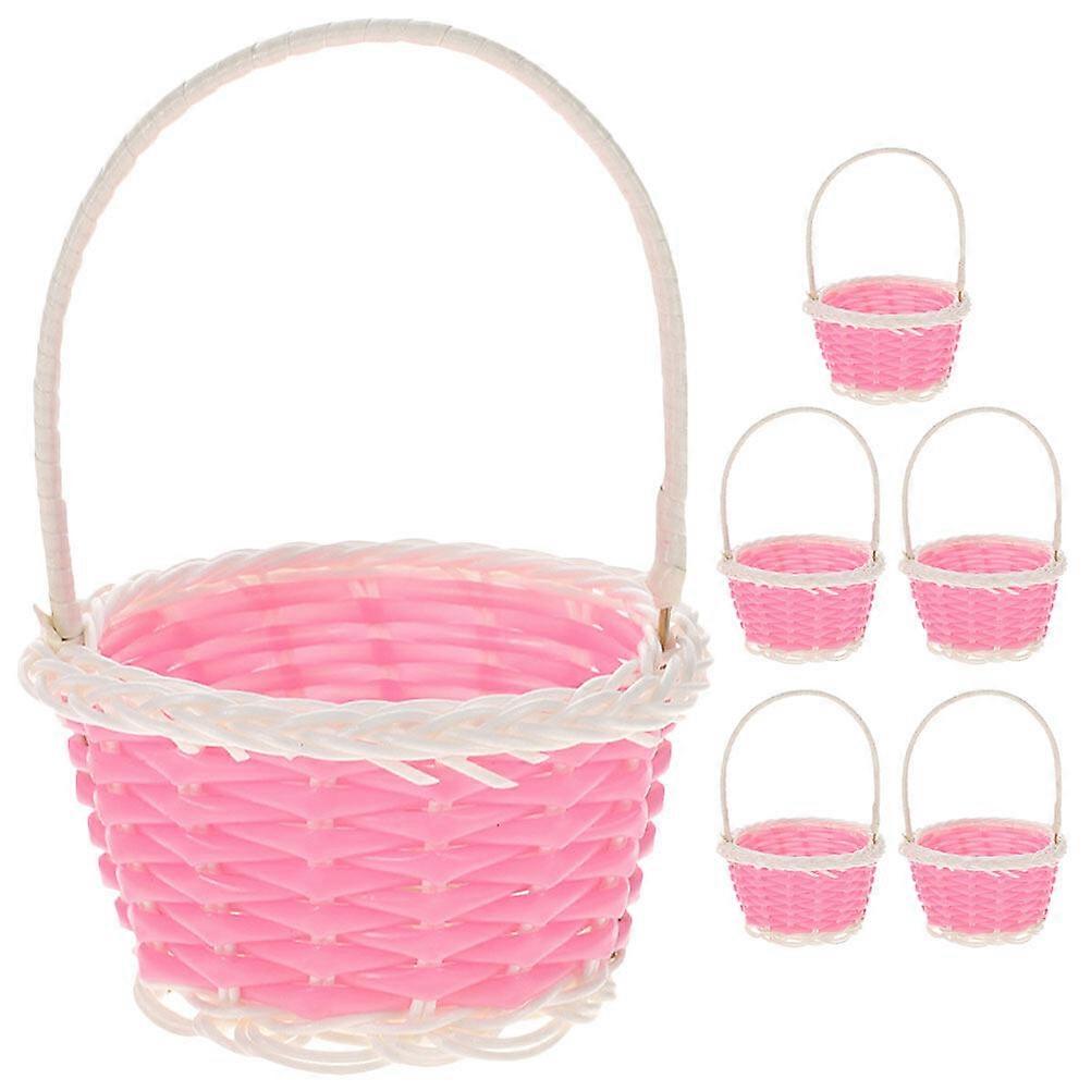 6pcs Woven Baskets Small Storage Baskets Wedding Candy Baskets Decorative Gift Baskets with Handle