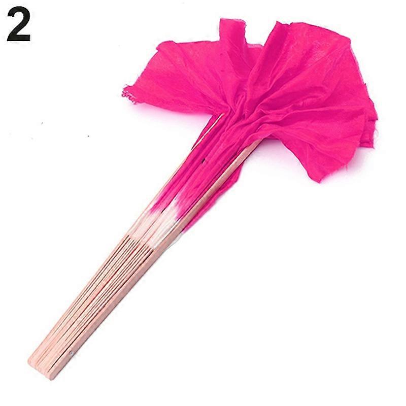 Chinese Style Handmade Bamboo Handle Artificial Silk Folk Art Belly Dancing Fan