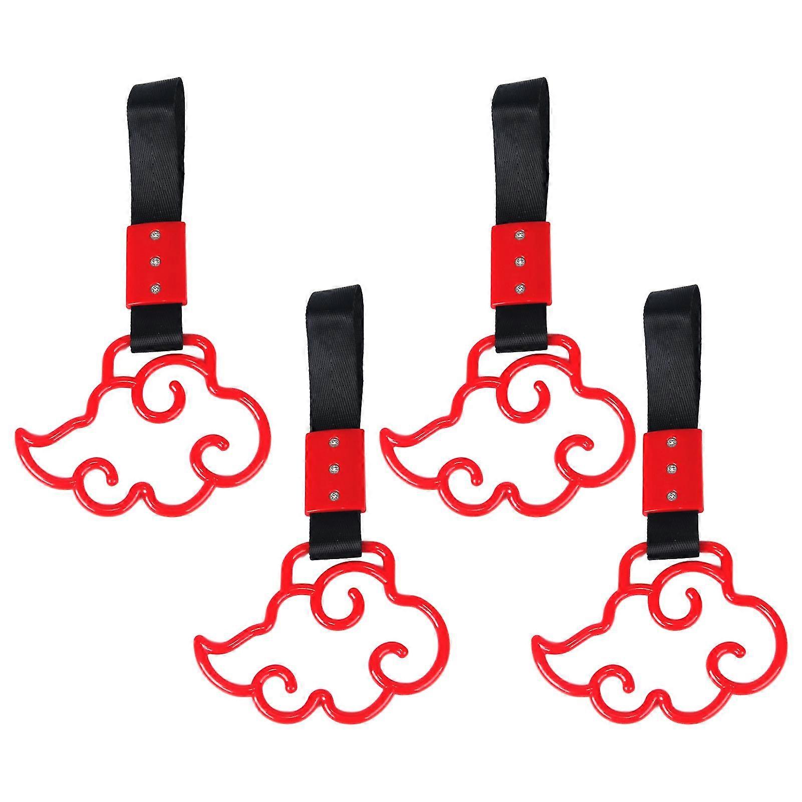 4pcs Car Handle Straps Train Bus Universal Hang Ring Somersault Cloud Warning