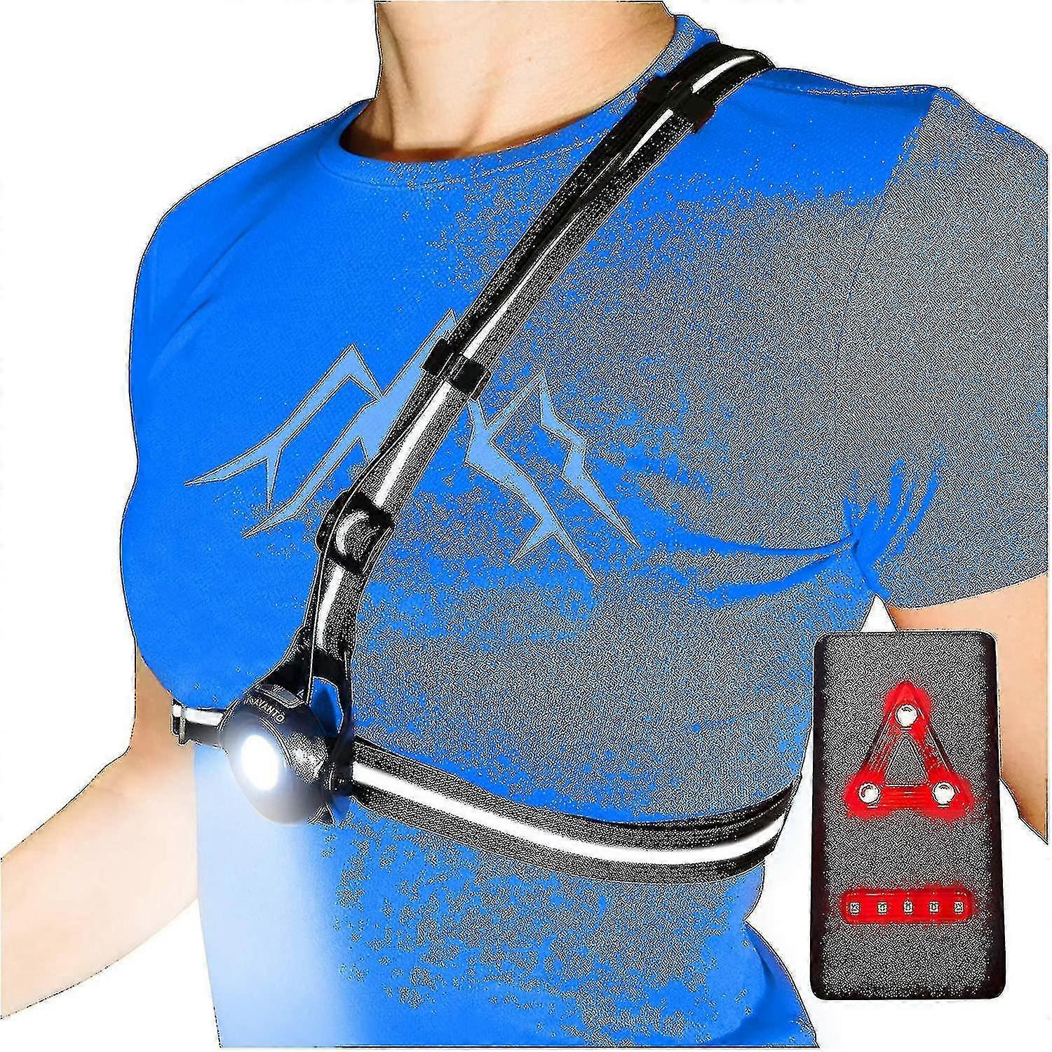 Chest Running Light For Runners And Joggers With Adjustable Beam And Reflector, Usb Led Rechargeable Bicycle Light