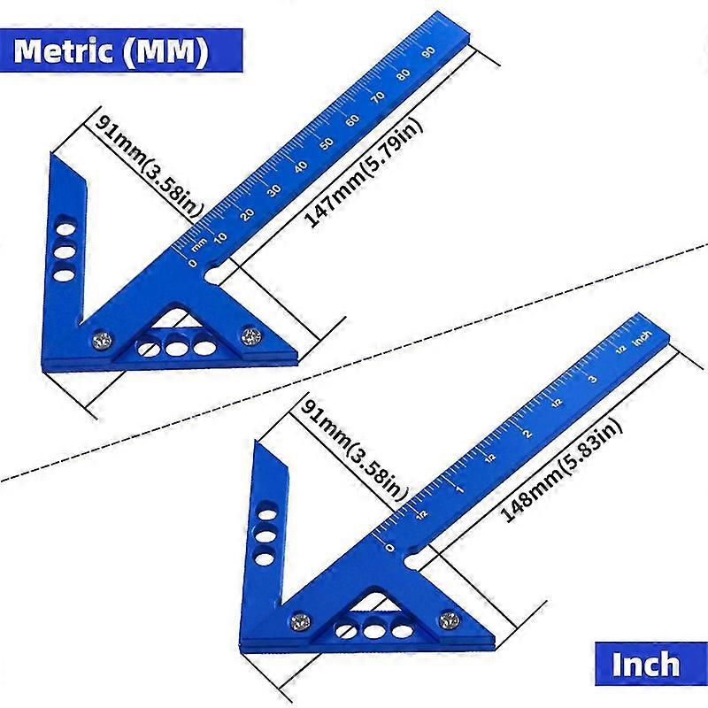 Center Scribe Measuring Tool,Woodworking Line Calibers Gauge,45/90 Degree Right Angle Line Gauge Ca