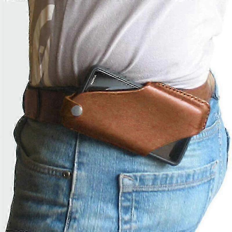 Coldre de couro para celular com bainha retrô e presilhas para cinto, capa para cinto de celular masculina