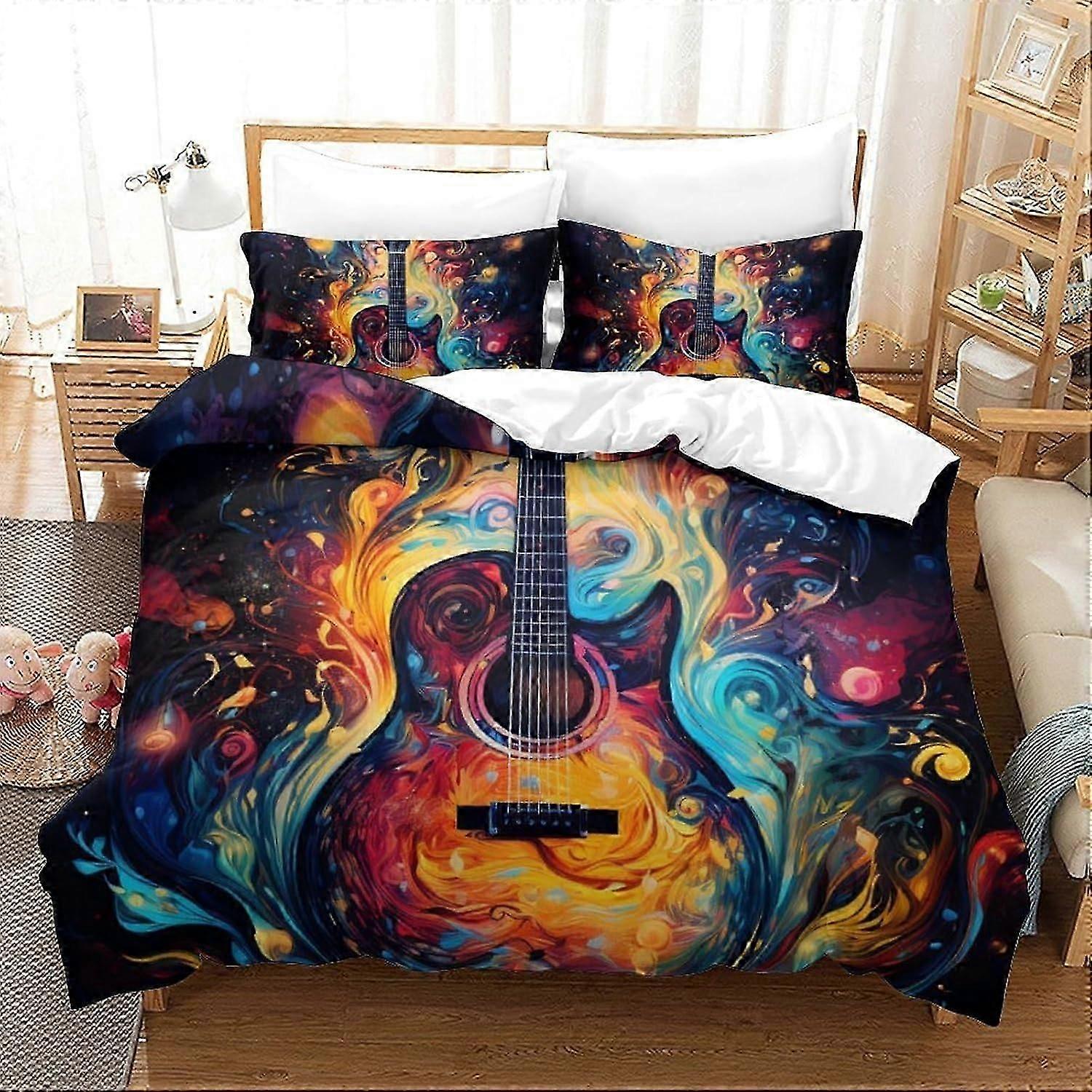 J3064 Lençóis Cobra Colorida 3D Impresso Conjunto de Capa de Edredão 3 Pcs Conjunto de CamaCapa de edredão de edredão - Cuidado fácil anti-alérgico macio e suave com fronha