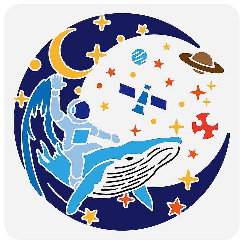 PET Hollow Out Drawing Painting Stencils for DIY Scrapbook Photo Album Moon 30x30cm