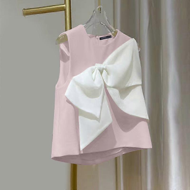 ZANZEA Damskie Casual Okrągły Dekolt Bez Rękawów Wiązane Colorblock A-Line Tanks