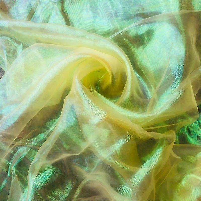 Laser Tulle Fabric Silk Chiffon Fluorescent Yarn Organza Glass Yarn Colorful Sewing Mesh Cloth