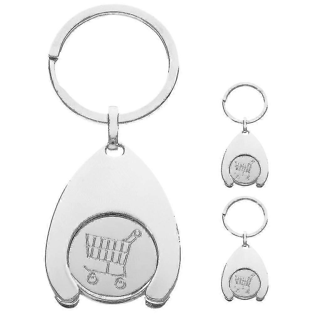3pcs Shopping Trolley Tokens Key Ring Metal Token Coin Keyring Coin Keychain For Grocery Shopping Cart