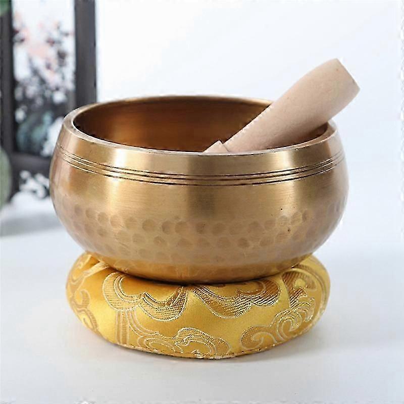 チベットのシンギングボウルセット、ヨガ、瞑想、チャクラヒーリングのための瞑想サウンドボウルクッション(3.3 Inc