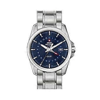 Montre double temps avec bracelet en métal Montre pour hommes Quartz analogique avec bracelet en acier inoxydable SM34034.11
