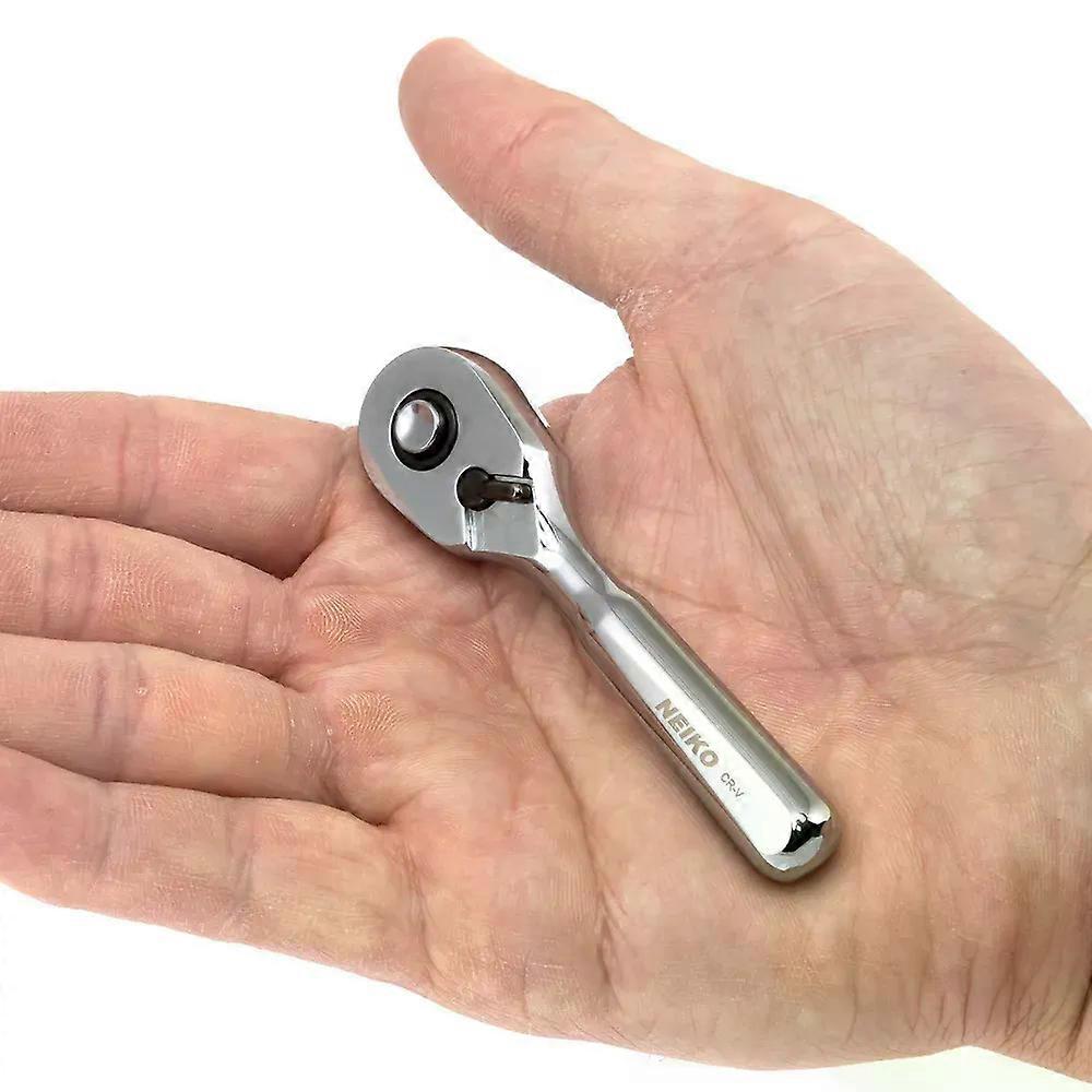1/4 Inch Drive Stubby Ratchet Mini Quick Release Square Head Spanner Two-way Ratchet Socket Wrench 72-Tooth