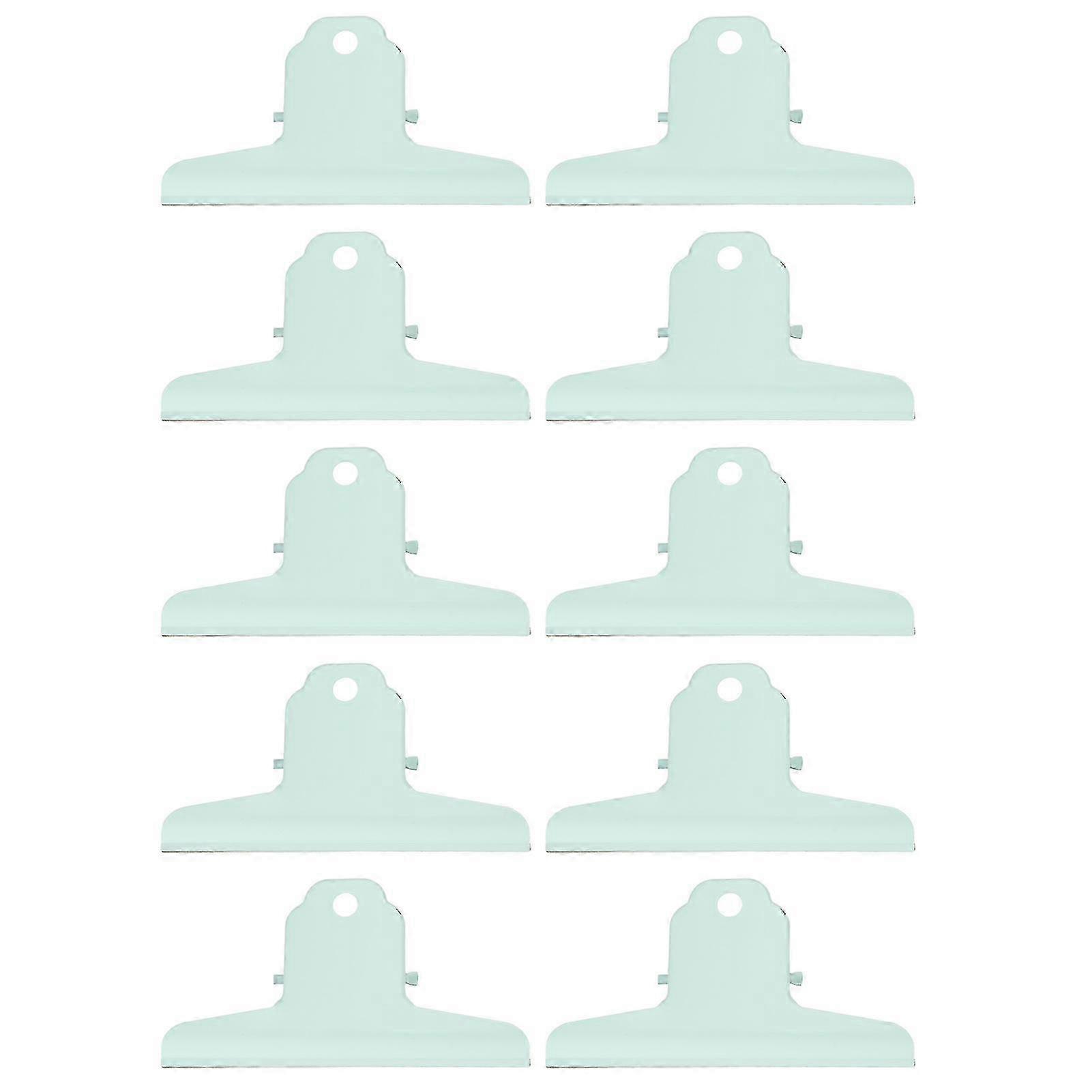 10pcs Metal Binder Clip Strong Spring Clamping Force Rust Prevention Paper Clamps with Small Hole for Office Sky Blue