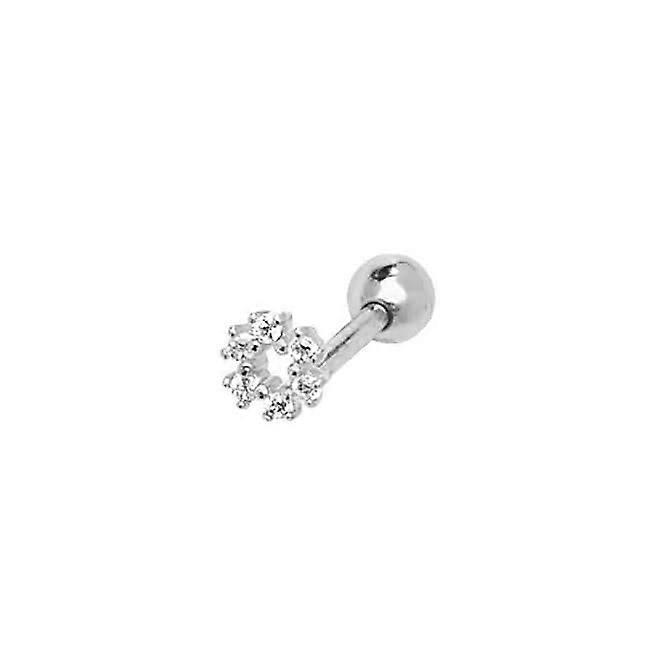 9ct White Gold Zirconia Open Circle Cartilage 6mm Post Stud ES912W